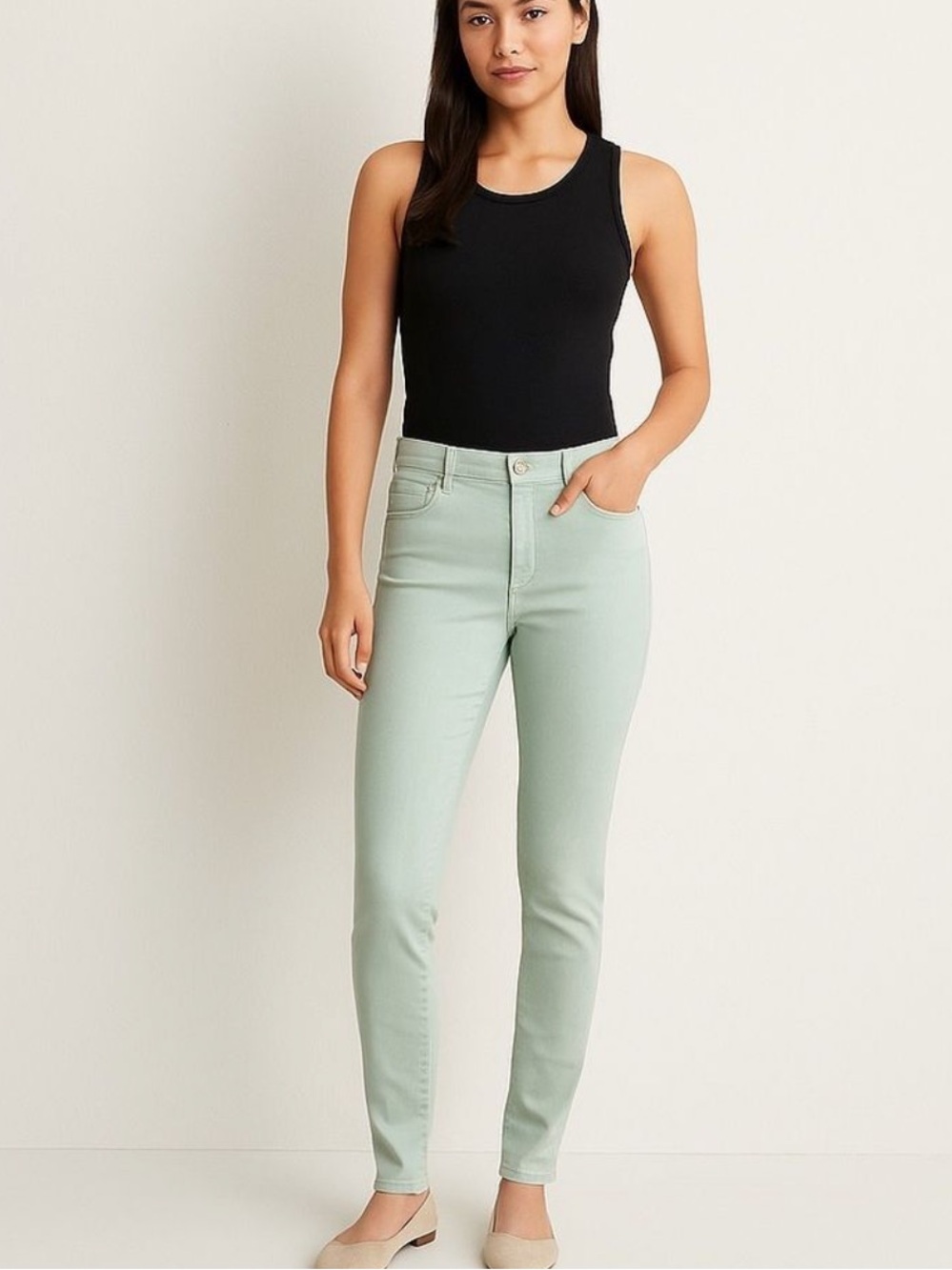 Loft Women’s Mint Green Skinny Jeans Sz 6‎